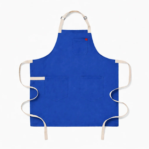 Tablier bleu sans manches avec trois poches, en toile tissée, résistant à l'eau, lavable en machine, pour le nettoyage quotidien, style simple - Product Image 6