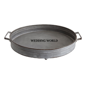 <b>Table</b> Ware Galvanized Serving <b>Tray</b> <b>Round</b> Shape Handmade Hot Selling Luxury Dinnerware Tabletop Wholesale Metal Serving <b>Tray</b> - Product Image 3