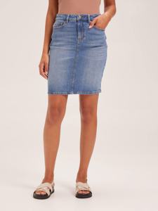 <b>Women's</b> Summer Casual Knee Mini Cotton <b>Denim</b> <b>Skirt</b> Washed Slim Jeanswear Button Decoration Pocket Hem Plain Dyed Breathable - Product Image 3