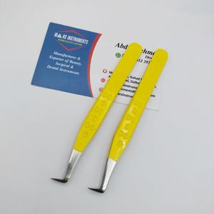 Pince à cils en acier inoxydable jaune de haute qualité avec poignée en forme de coeur outil de beauté enduit de poudre durable pointe pointue - Product Image 3