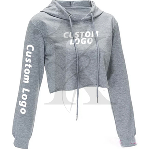 เสื้อครอปสำหรับผู้หญิงมีฮู้ดคอตตอนผ้าเทอร์รี่ทำจากผ้าคอตตอนพิมพ์โลโก้ได้ตามต้องการสำหรับฤดูหนาว - Product Image 3