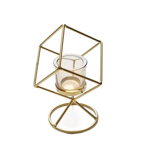 Ensemble de bougeoirs en fil métallique moderne Finition noire et or (lot de 3) Bougeoir décoratif de fête au design attrayant pour la maison - Product Image 4