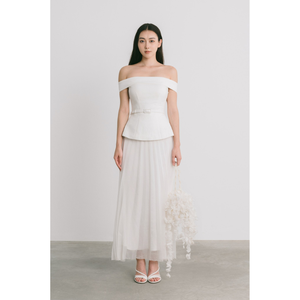 Faldas plisadas de clase alta a buen precio para mujer, falda AIRPO de Color blanco 73% Cupro 27%, etiquetas personalizadas de poliéster, etiquetas WHITEANT Vietnam - Product Image 1