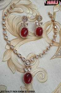 INDIAN TRADITIONAL and <b>FASHIONABLE</b> COPPER <b>JEWELLERY</b> BRIDAL WEDDING <b>JEWELLERY</b> SET for WOMEN EARRINGS and NECKLACE SET - Product Image 3