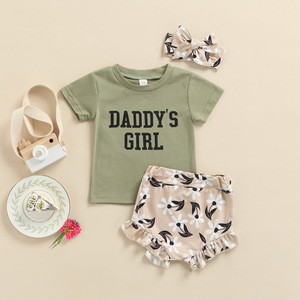 Set <span class=keywords><strong>di</strong></span> abbigliamento estivo Casual da due pezzi con stampa floreale in cotone per bambine - Product Image 3
