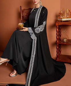 2025 Open Abaya for Muslim <b>Women</b> Black Dubai <b>Dresses</b> <b>Arabic</b> Embroidery Plus Size Robe Long Sleeve Rayon Material Solid for - Product Image 1
