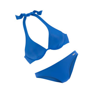 Women Bandeau Bikini <b>Set</b> <b>Two</b> <b>Piece</b> Swimwear Solid Blue Bikini Elegant Ladies Beach Swimsuit High Quality Bikini In Blue - Product Image 6