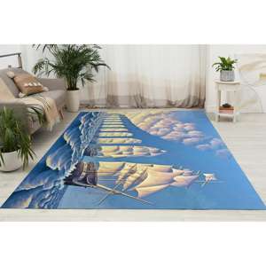 Alfombra de terciopelo con diseño de puente y arte marino abstracto moderno - Product Image 2