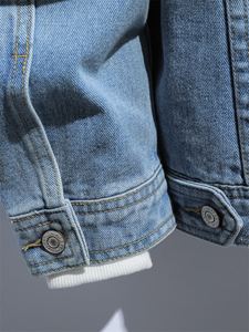 Customizable Vintage Streetwear <b>Men's</b> Cropped Sherpa Jean Jacket <b>Studded</b> Ripped Denim Coat Other Fabric OEM Service Available - Product Image 5