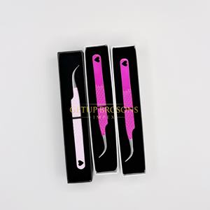 Pestañas GETUP BROSONS IMPEX de Acero Inoxidable con Recubrimiento en Polvo Color Rosa Intenso/Rosa Claro, Diseño de Corazón Recortado, Doradas, Antiestáticas - Product Image 1