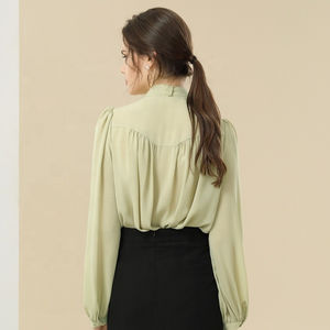Camisa dulce de manga larga con botones y cuello de lazo para mujer, blusa informal - Product Image 6