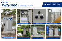 Sistem Pemantauan Kualitas Air Akuakultur Funel PWQ3000 Enam Sensor Layar Sentuh 7-inci untuk pH Amonia Nitrogen Turbiditas