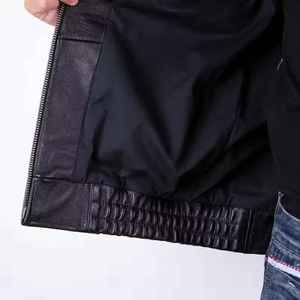 Trendy 100% Genuine Leather style vintage Zipper Closure Turn <b>down</b> Collar Cotton <b>Filling</b> <b>Men</b> Leather <b>Jacket</b> - Product Image 5