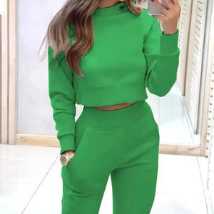 Survêtements décontractés unis et stylés de qualité supérieure 100% coton respirant 2 pièces survêtements personnalisés à la coupe ajustée - Product Image 6