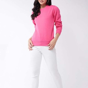 Sweats à col rond en polaire de qualité supérieure avec logo personnalisé Vêtements d'hiver Coton Couleur rose Sweats à capuche pour femmes - Product Image 3
