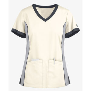 Tamaños Personalizados Colores Absorbe La Humedad Mujeres Scrub Uniforme Stretch V-Neck Top Enfermera Hospital Clínica Laboratorio Venta al Por Mayor Scrub Set - Product Image 4