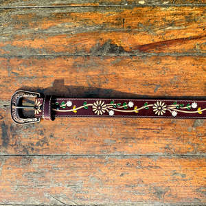 Cinturón Occidental de Cuero Genuino con Diseño Paisley Acabado a Mano para Hombre y Mujer con Hebilla de Aleación de Zinc Premium de 40 mm Duradero - Product Image 5