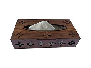 Caja de pañuelos de madera hecha a mano con decoración de tiras de latón Caja de pañuelos de madera hecha a mano de primera calidad para uso en hoteles y restaurantes - Product Image 2