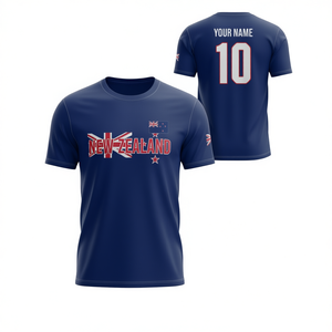 Set di Maglie da Calcio Ispirate alla Nuova Zelanda per Tifosi Blu Navy con Nome e Numero Personalizzati - Product Image 2