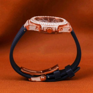 Reloj Mecánico Automático de Hip Hop para Hombre, con Diamantes de Imitación, Moissanita, Pantalla Analógica, Alarma, Esfera de Cristal - Product Image 1