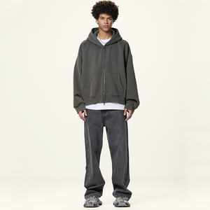 Sweat à capuche zippé pour homme en gros, avec logo personnalisé, pull d'hiver en polaire unie, design avec poches, respirant, séchage rapide, haute qualité TRADEEM - Product Image 3