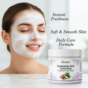 Masque facial en poudre à base de plantes Glee Impex Crystal avec acide hyaluronique et racine de sauge |   Équilibre hydratant et cutané pour tous les types de peau - Product Image 3