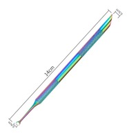 Pousse-cuticules en acier inoxydable à tête plate biseautée, tablette de ponçage pour nail art, bâtonnets de manucure réutilisables à double usage pour ongles