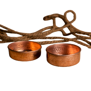 Ensemble de 2 bols en cuivre martelé à la main Tambat, bols ronds en cuivre massif, faits à la main, décoratifs et de service - Product Image 1