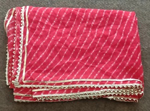 Leheriya Dupatta con borde de Gota Patti Tie Dye Color sólido Dupatta bufanda nupcial pesado Haldi Mehandi regalo de recuerdo de boda - Product Image 6