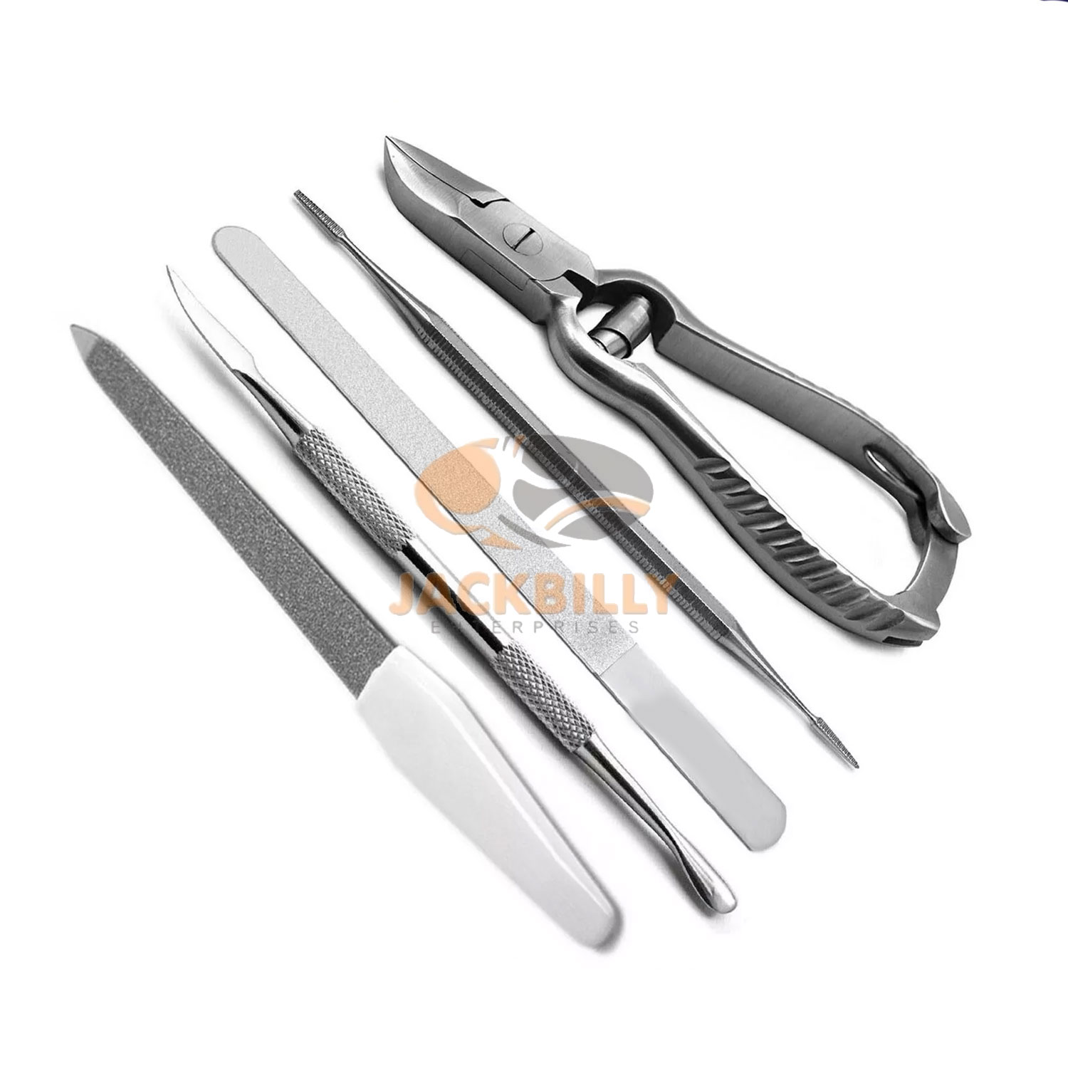 Chiropody Ring Barrel Cutter and Nail File Set Professional Manicure Pedicure and Podiatry Care Cuticle Pusher Precision Tools