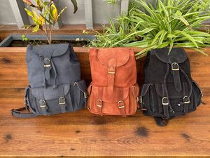 Large Capacity Suede Leather Backpacks for Men & <b>Women</b> School <b>Bags</b> Vintage Drawstring Daypack High Quality <b>Laptop</b> Backpack <b>Bags</b> - Product Image 4