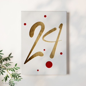 Vàng thanh lịch 24 Giáng sinh hoặc năm mới thiết kế hiện đại vải tường nghệ thuật giclee in với khung gỗ - Product Image 3