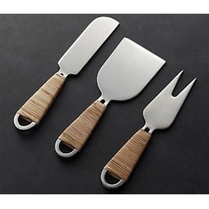 Poignée en rotin tissé à la main indien couverts outils de coupe de fromage Style élégant vaisselle ensemble de couteaux à fromage en acier inoxydable de qualité alimentaire - Product Image 5