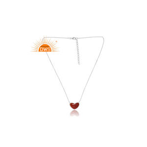 Collar con colgante de piedras preciosas de ónix rojo Natural de Plata de Ley 925, joyería personalizada para mujer, regalo para ella - Product Image 2