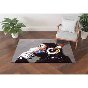 Tapis imprimé graffiti - Design unique de singe Banksy pour le salon, tapis fin non tissé - Product Image 1