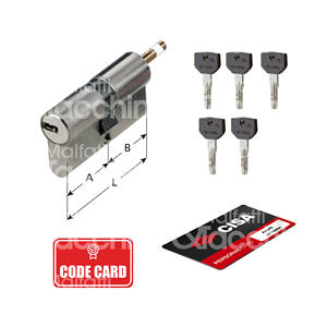 ASIX P8 PRO CYLINDRE DE SÉCURITÉ AVEC PRÉPARATION DE BOUTON Laiton nickelé Tige réglable 5 clés + 1 carte de code de chantier - Product Image 1