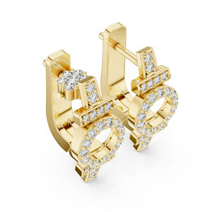 14K Yellow <b>Gold</b> <b>Drop</b> <b>Earrings</b> with Round Lab-Grown Diamonds for Women Luxury Certified Bridal Wedding Anniversary Gift Elegant - Product Image 2