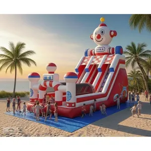 Tobogán Inflable Gigante Comercial para Exteriores con Diseño de Payaso en 3D, Doble Carril, PVC, Equipo de Juegos Inflables para Parques de Diversiones - Product Image 1