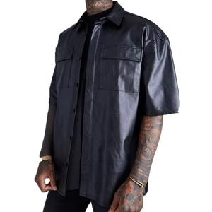 Best Arrival Waterproof Solid Plain Color <b>Men</b> Leather <b>Shirt</b> Unique Design Fashionable <b>Winter</b> Wear <b>Men</b> Leather <b>Shirt</b> - Product Image 3