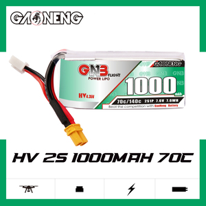 بطارية ليثيوم بوليمر GAONENG GNB 1000 مللي أمبير 2S 7.6 فولت HV 70C مع قابس XT30، بطارية عالية الجهد لطائرة FPV صغيرة بحجم 2 بوصة - Product Image 1