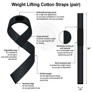 Nuevas correas de muñeca de algodón para gimnasio Fitness en Figura 8 Diseño para levantamiento de pesas Logotipo personalizado antideslizante ajustable resistente disponible - Product Image 6