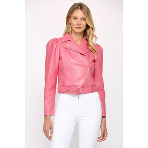 Candy <b>Pink</b> Faux Leather Moto <b>Jacket</b> Winter Clothes For Women Vintage Clothing Leather <b>Jackets</b> PU Faux Leather Motocross <b>Jackets</b> - Product Image 1