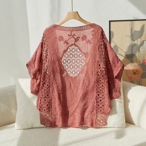 Robe d'été pour femme en tricot 100 % polyester respirant, coupe droite, col asymétrique, taille élastique, manches courtes, motif tie-dye, idéale pour la plage - Product Image 3