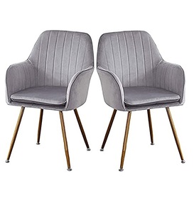 Fauteuil en tissu gris et cuir, rembourrage moderne, sièges confortables, fauteuil de luxe avec pieds en métal pour salon, hôtel, restaurant, café - Product Image 1