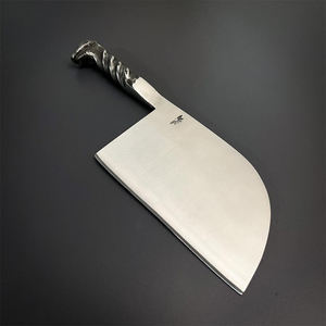 Hecho a mano de alta calidad de acero al carbono forjado completo Tang Nakiri cuchillo de carnicero mango rodante con Funda de cuero - Product Image 3
