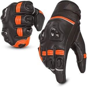 Genuine Leather Racing <b>Gloves</b> <b>Touch</b> Screen Compatible Hard Knuckle Motorsports Gear for Motorbike & ATV Riding - Product Image 4