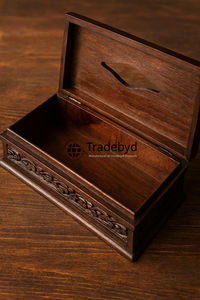 Premium Engraved <b>Floral</b> Pattern Carved Wooden Tissue <b>Box</b> & Holder for Dining Room and Bedroom Tradebyd - Product Image 5