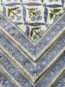 Servilletas de borde de algodón puro 100% con estampado de bloque Floral indio hecho a mano verde oliva Azul acero claro-servilletas de tela desechables para - Product Image 4
