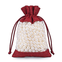 Sacs cadeaux décoratifs en toile de jute avec cordon de serrage et fenêtre transparente, pochettes à bijoux pour Noël, mariage, cosmétiques, collations et cadeaux.