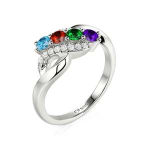 Jeulia Family Birthstone Swirl Cluster <b>Ring</b> in Sterling <b>Silver</b> for Anniversary - Product Image 2